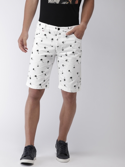 

Indian Terrain Men White Printed Slim Fit Chino Shorts