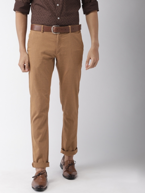 

Indian Terrain Men Brown Brooklyn Slim Fit Self Design Regular Trousers
