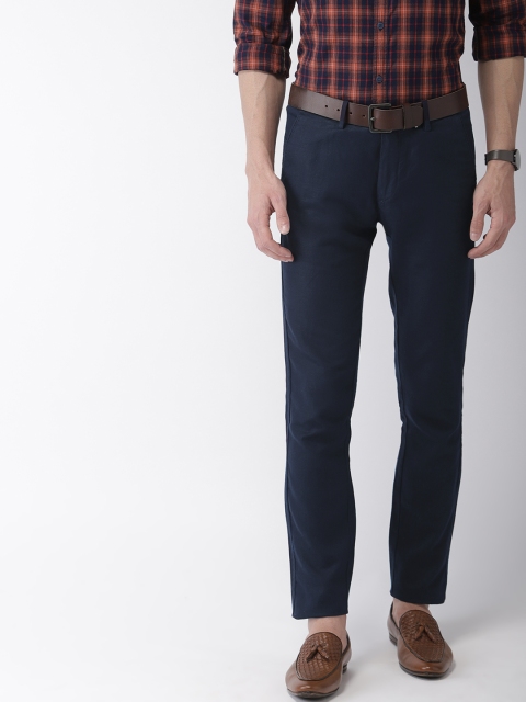 

Indian Terrain Men Navy Blue Brooklyn Slim Fit Solid Regular Trousers