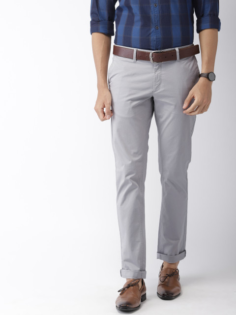

Indian Terrain Men Grey Brooklyn Slim Fit Solid Chinos