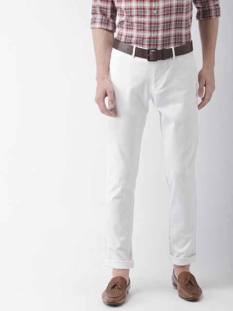 

Indian Terrain Men White Brooklyn Slim Fit Self Design Regular Trousers