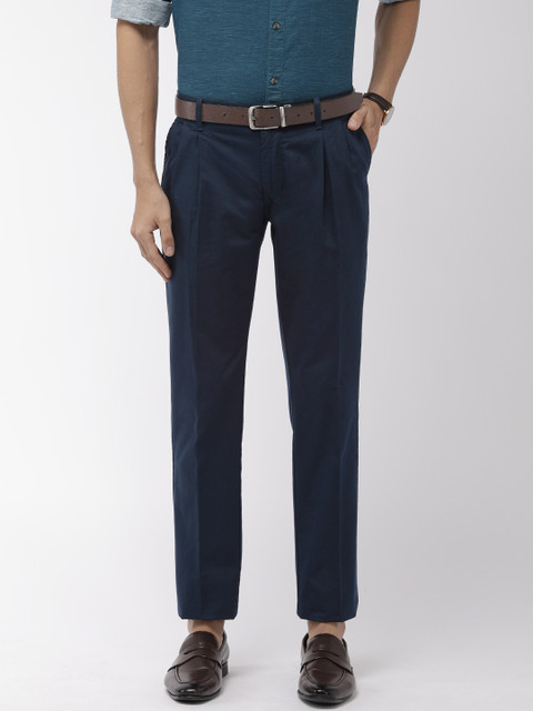 

Indian Terrain Men Navy Blue Low Rise Kansas Regular Straight Fit Solid Chinos
