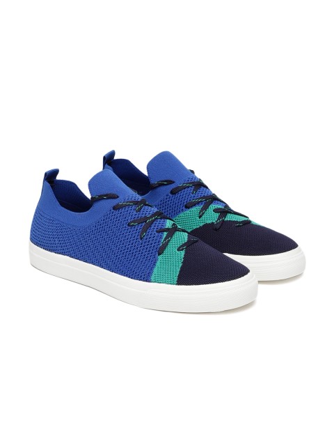 

United Colors of Benetton Men Blue & Green Colourblocked Sneakers