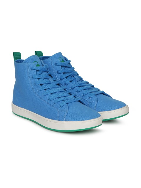 

United Colors of Benetton Men Blue Solid Mid-Top Sneakers