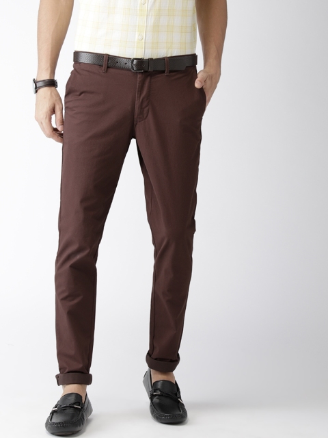 

Indian Terrain Men Brown Kruger Skinny Fit Printed Regular Trousers
