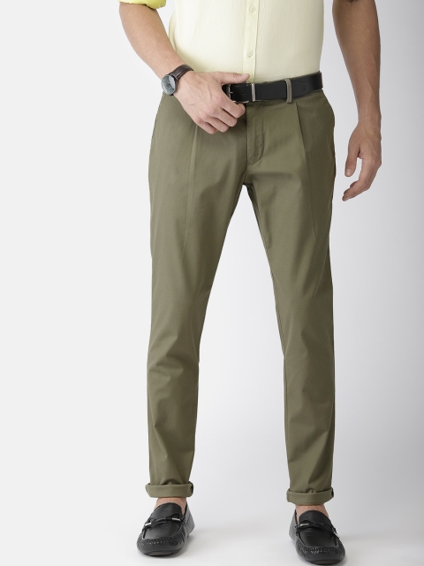 

Indian Terrain Men Olive Green Urban Regular Fit Solid Chinos