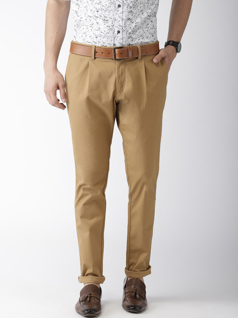 

Indian Terrain Men Khaki Brown Urban Regular Fit Solid Smart Casual Chinos