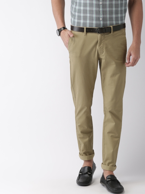 

Indian Terrain Men Khaki Brooklyn Slim Fit Printed Regular Trousers