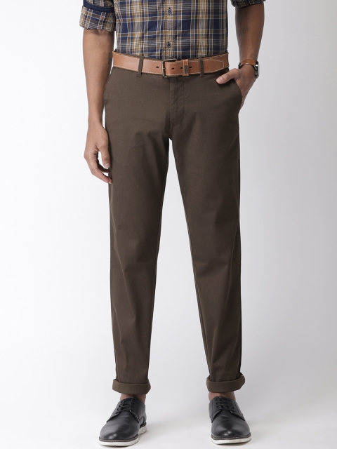 

Indian Terrain Men Brown Kansas Straight Fit Solid Regular Trousers