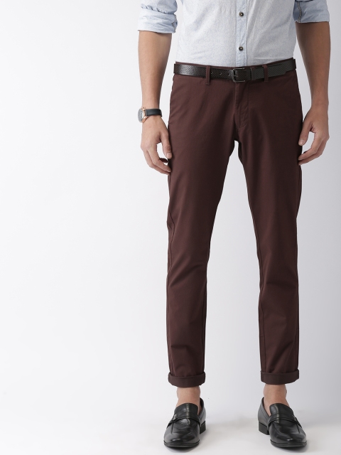 

Indian Terrain Men Brown & Pink Brooklyn Slim Fit Printed Regular Trousers