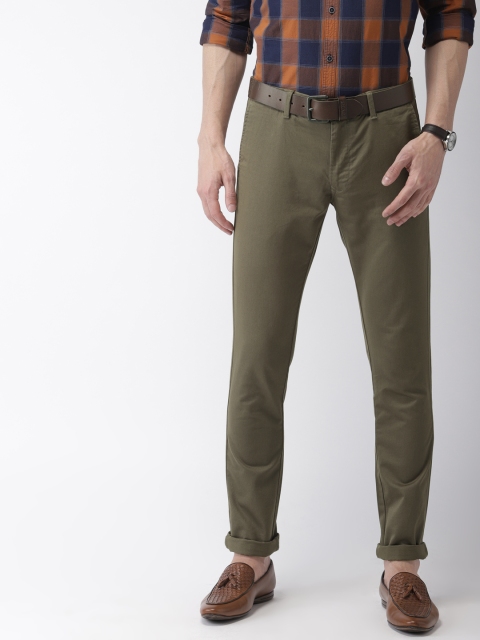

Indian Terrain Men Olive Green Brooklyn Slim Fit Solid Chinos