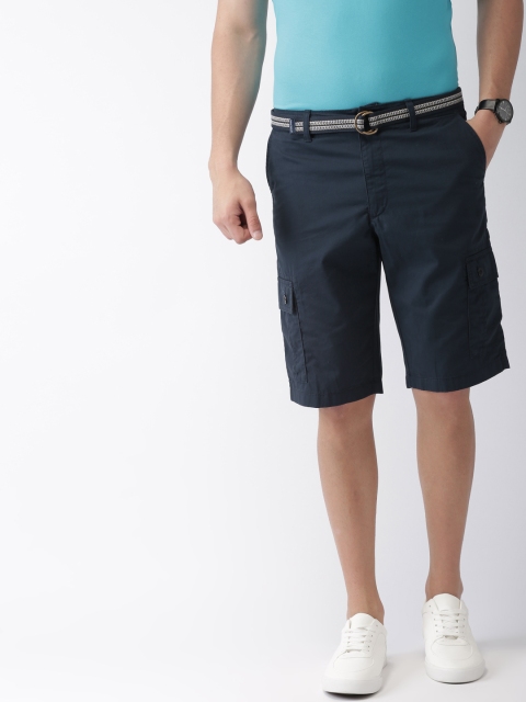 

Indian Terrain Men Navy Blue Solid Cargo Fit Cargo Shorts