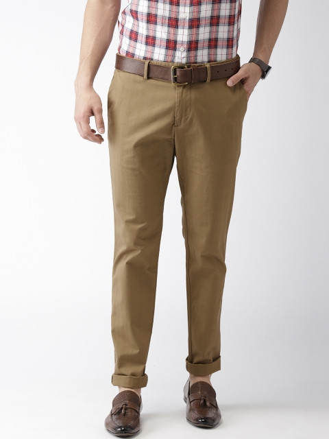 

Indian Terrain Men Khaki Urban Slim Fit Self Design Regular Trousers