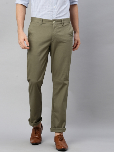 

Indian Terrain Men Olive Green Kansas Regular Fit Solid Regular Trousers