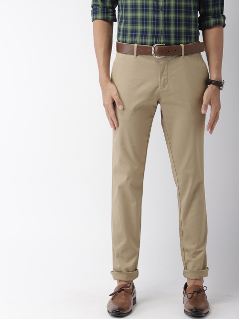 

Indian Terrain Men Khaki Urban Fit Solid Regular Trousers