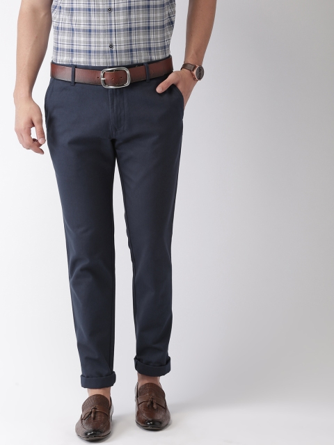 

Indian Terrain Men Navy Blue Urban Comfort Regular Fit Solid Regular Trousers