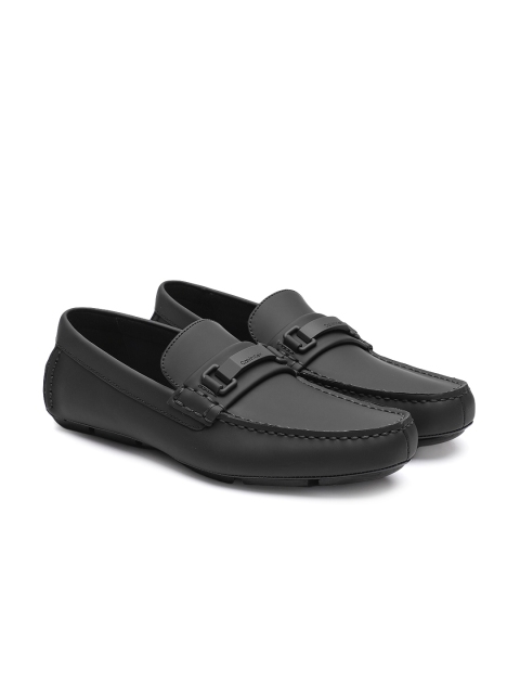 

Calvin Klein Men Black Rubberized Leather Loafers