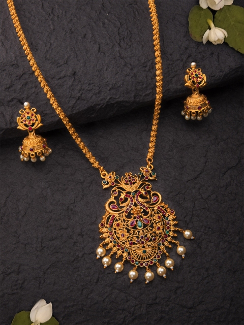 

Rubans Women Gold-Plated & Red Stone-Studded Jewellery Set
