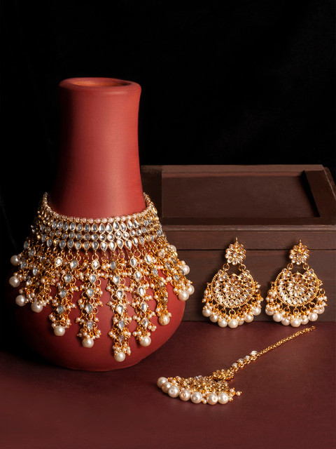 

Rubans Women Gold-Toned & White Stone-Studded Jewellery Set