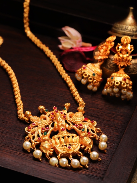 

Rubans Women Gold-Plated & Red Stone-Studded Jewellery Set