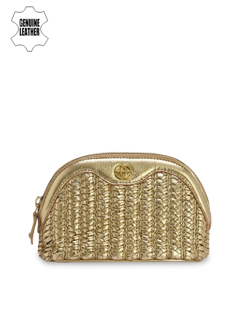 

Eske Women Gold-Toned Leather Textured Travel Pouch