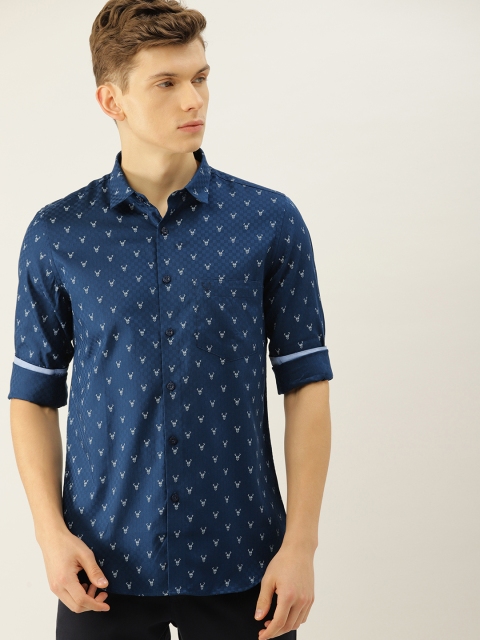 

Allen Solly Men Blue Modern Slim Fit Self Design Casual Shirt