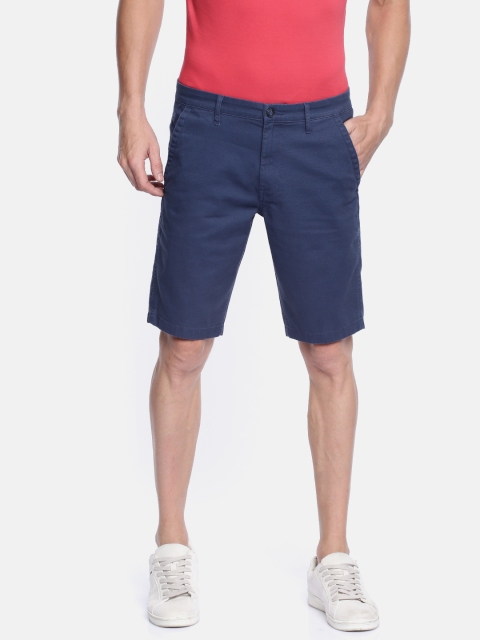 

Lee Men Navy Blue Solid Slim Fit Regular Shorts