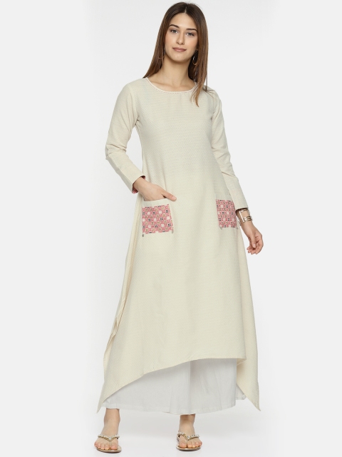 

Span Women Off-White Solid Asymmetric A-Line Kurta