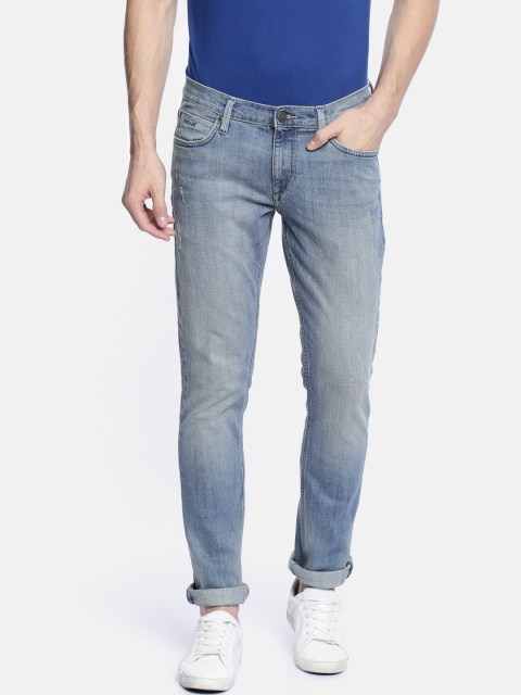 

Lee Men Blue Bruce Skinny Fit Low-Rise Low Distress Jeans