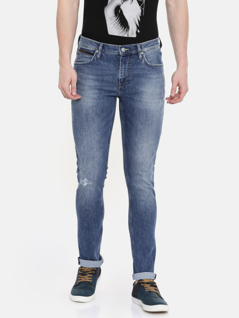 

Lee Men Blue Bruce Skinny Fit Mid-Rise Low Distress Stretchable Jeans