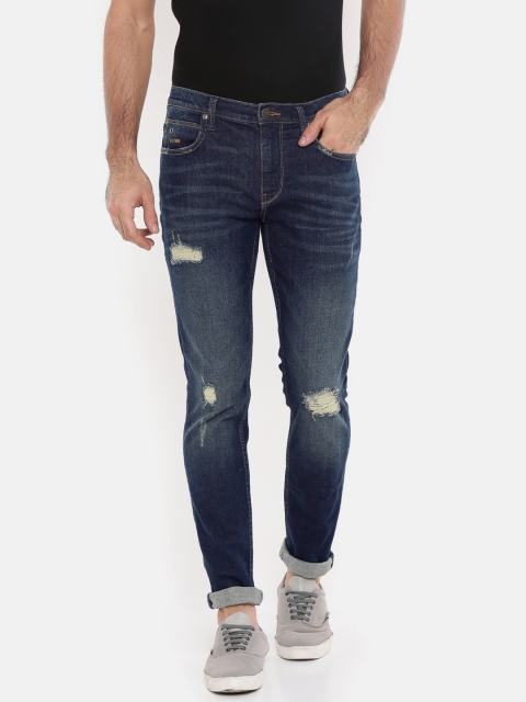 

Lee Men Blue Skinny Fit Mid-Rise Mildly Distressed Stretchable Jeans