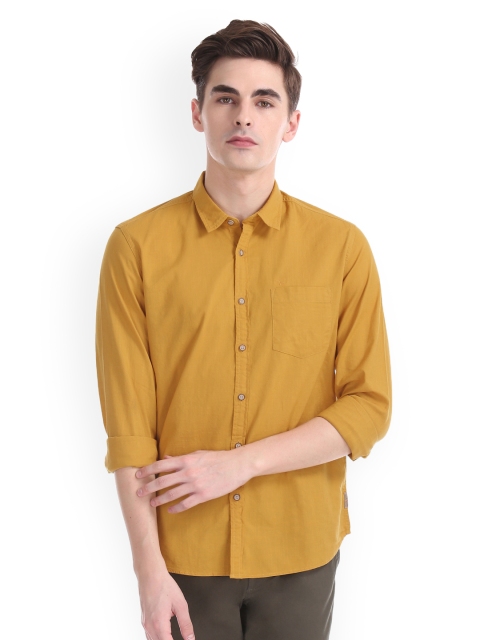 

Flying Machine Men Mustard Regular Fit Solid Casual Shirt