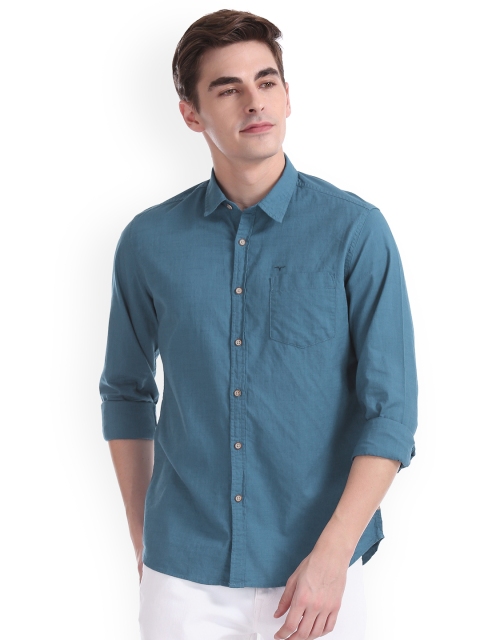 

Flying Machine Men Blue Regular Fit Solid Casual Shirt