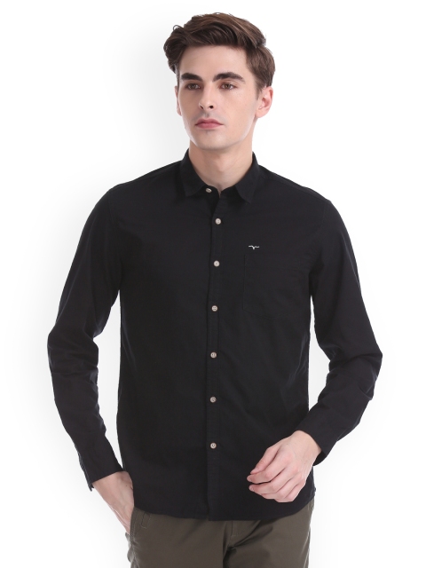 

Flying Machine Men Black Regular Fit Solid Casual Shirt