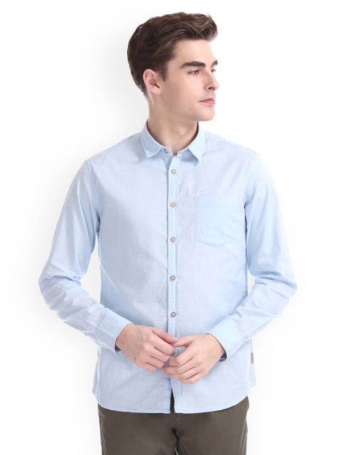 

Flying Machine Men Blue Regular Fit Solid Casual Shirt