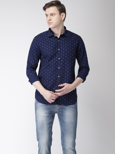 

Flying Machine Men Navy Blue Regular Fit Printed Casual Shirt