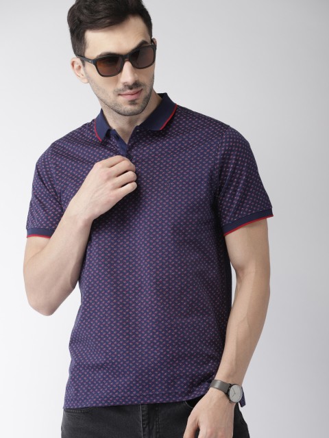

Indian Terrain Men Blue Printed Polo Collar T-shirt