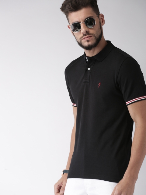 

Indian Terrain Men Black Solid Polo Collar T-shirt