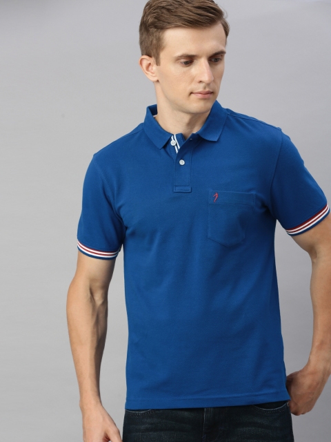 

Indian Terrain Men Blue Solid Polo Collar T-shirt with Pocket