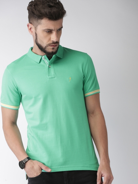 

Indian Terrain Men Sea Green Solid Polo Collar T-shirt