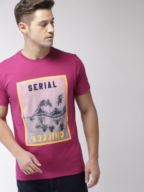 

Indian Terrain Men Magenta Printed T-shirt