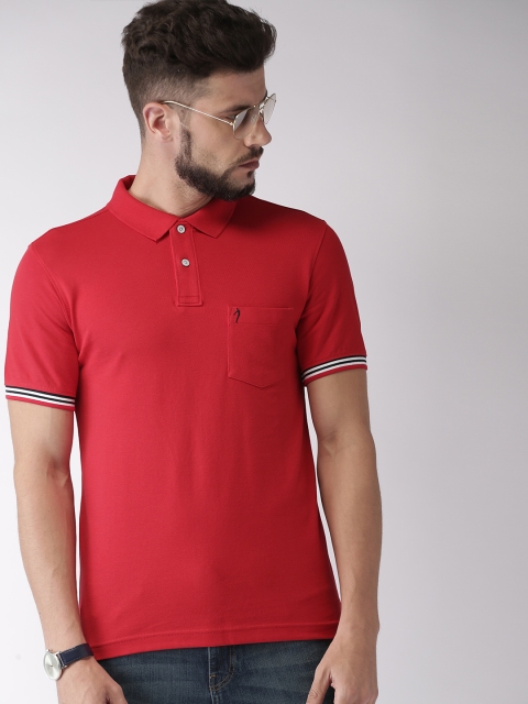 

Indian Terrain Men Red Solid Polo Collar T-shirt