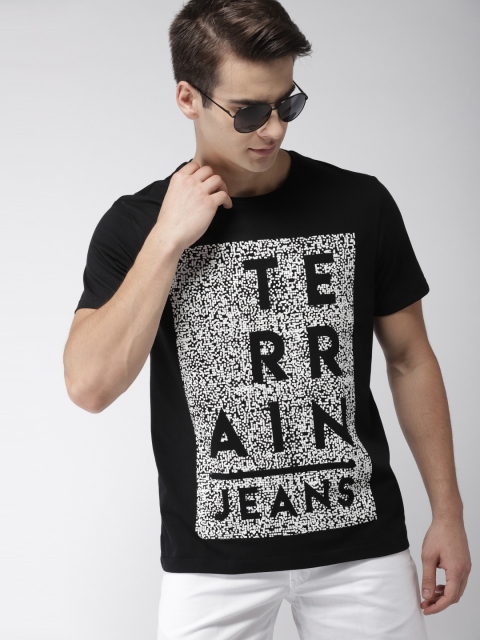 

Indian Terrain Men Black Printed Round Neck T-shirt
