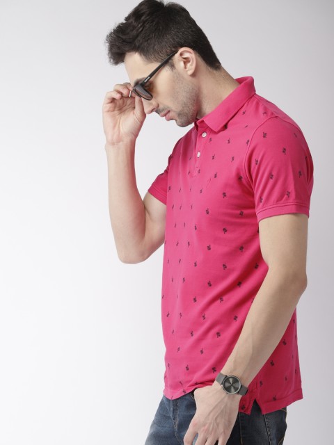 

Indian Terrain Men Pink Printed Polo Collar T-shirt