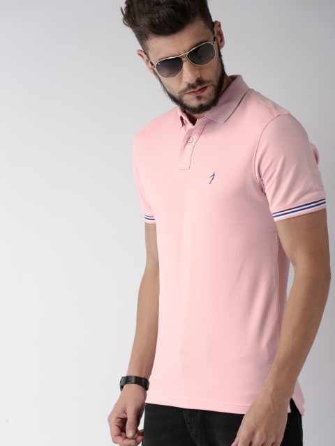 

Indian Terrain Men Pink Solid Polo Collar T-shirt