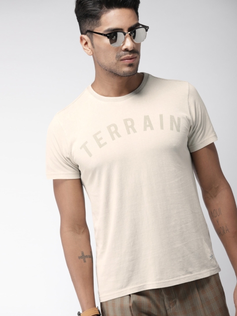 

Indian Terrain Men Beige Printed Round Neck T-shirt