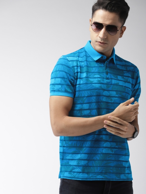 

Indian Terrain Men Blue Printed Polo Collar T-shirt