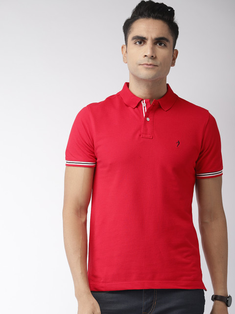 

Indian Terrain Men Red Solid Polo Collar T-shirt