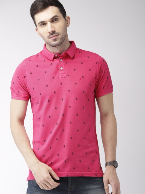 

Indian Terrain Men Pink Printed Polo Collar T-shirt