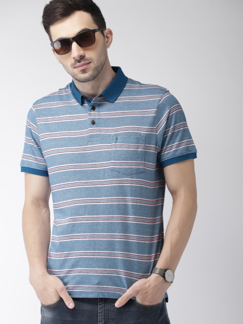 

Indian Terrain Men Blue & Red Striped Polo Collar T-shirt